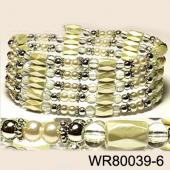 36inch Cream-colored Plastic ,Glass,Magnetic Wrap Bracelet Necklace All in One Set